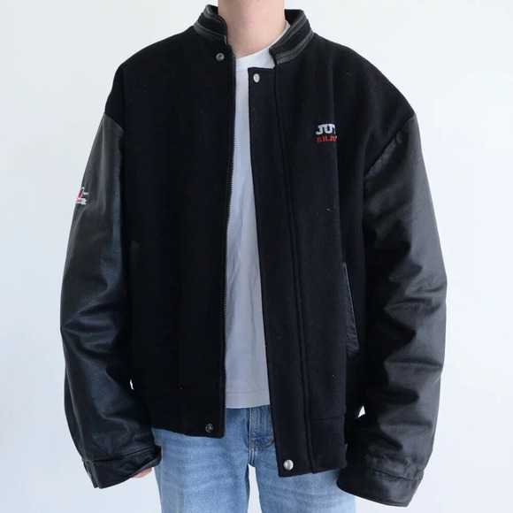 Other - VTG Concord Coordinates Black Jutzi Limited Logo Leather And Wool Varsity Bomber